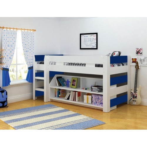 Boys Mid Sleeper Bed With Bookcase