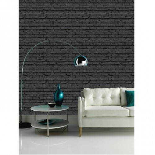 Black Brick Effect Wallpaper 5Sqm